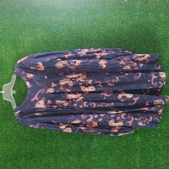 Free people navy blue paisley long sleeve - Picture 4 of 4